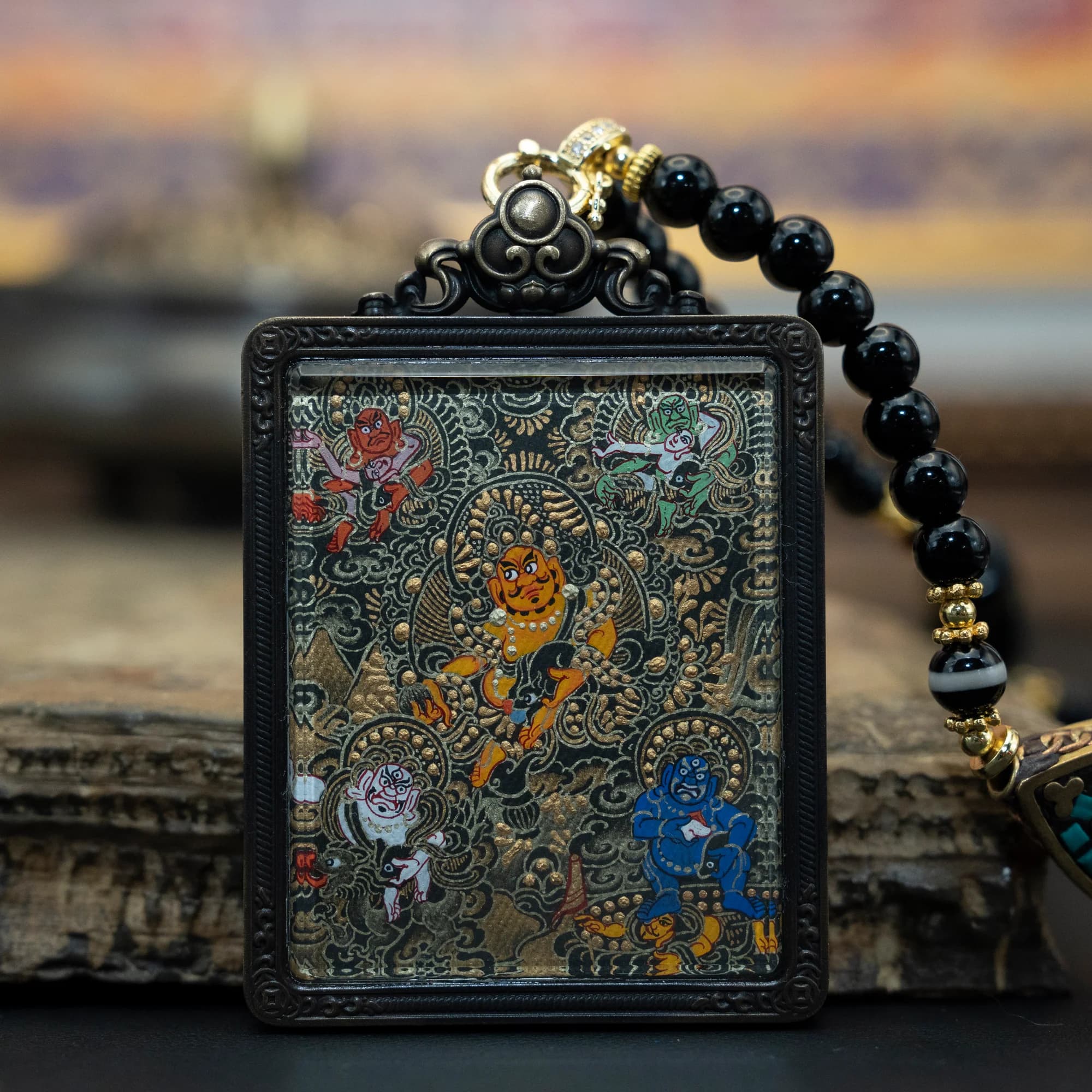 五路財神 全身黑金造像 40mmX50mm — 1