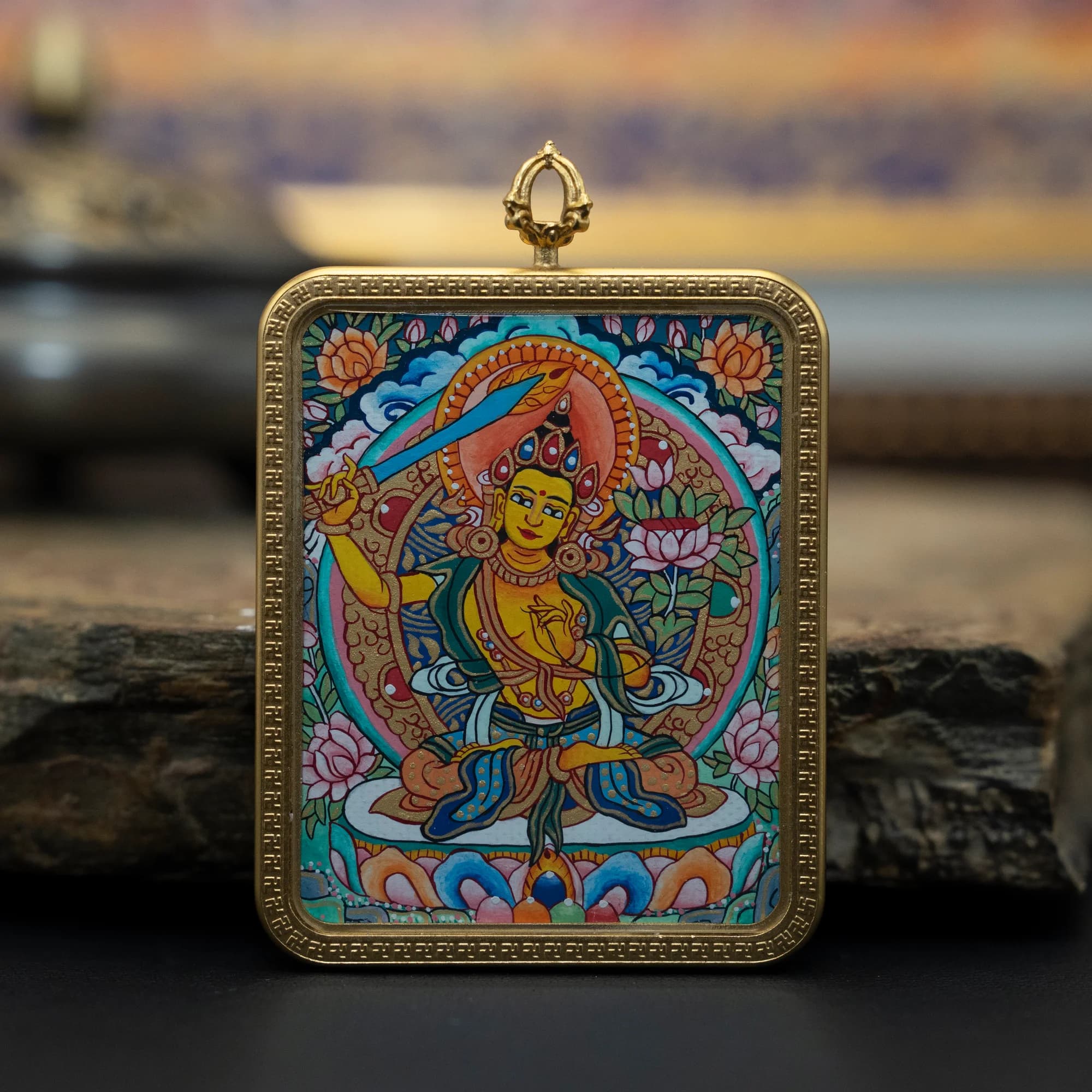 文殊菩薩 全身造像 40mmX50mm